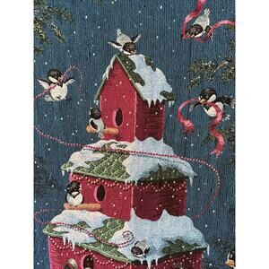 Mohawk Home Woven Tapestry Throw Blanket Christmas Holiday Birds Birdhouse 44x54